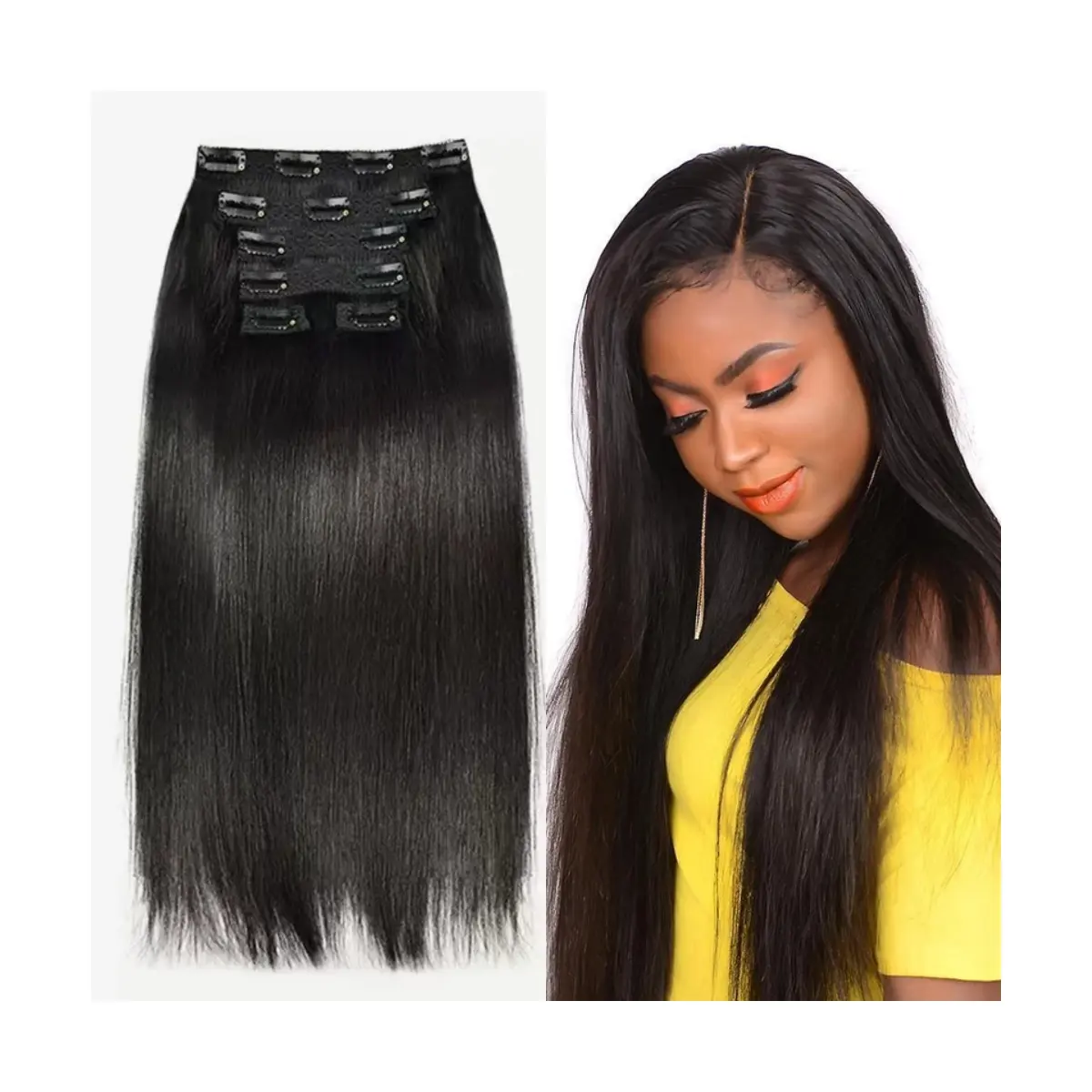 New Trend Natural Virgin Straight Brazilian Human Hair Seamless Clip In Hair Extensions Ins For Salon