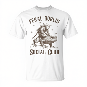 Camiseta Feral Goblin Social Club, blanca, unisex, talla mediana para adultos - Product Image 2