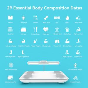 Balance numérique intelligente à haute précision avec 8 électrodes pour verre trempé, batterie <span class=keywords><strong>rechargeable</strong></span>, capacité de 180 kg, composition corporelle TFT - Product Image 2