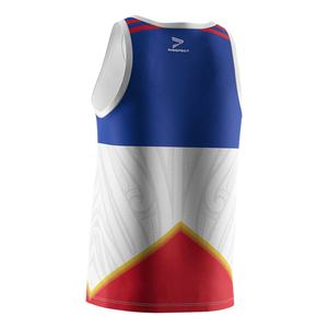 T-shirt sans manches en coton pour la musculation, sublimation usine, maillot de rugby bleu, style stringer - Product Image 4