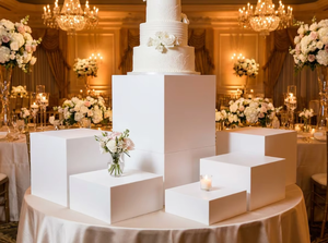 Large Acrylic White Display Box Cube <strong>Riser</strong> Stands Buffet <strong>Table</strong> Food <strong>Risers</strong> for Dessert Catering Supplies Cake Decorating Tools - Product Image 4