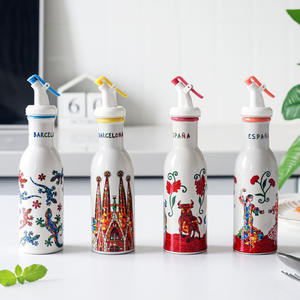 Botella de aceite de oliva de cerámica de estilo español, dispensador de vinagrera, salsa de soja, con tapa, 100ML - Product Image 2