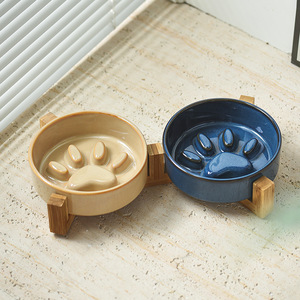 Yükseltilmiş küçük seramik evcil hayvan kasesi yavaş mama besleyici köpekler ve kediler için su kaynağı için taşınabilir kapalı Pet besleme - Product Image 4