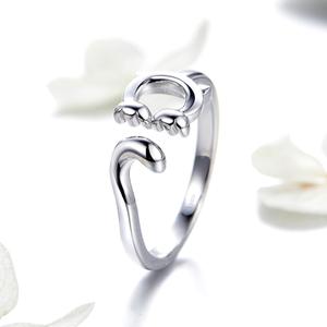 BAGREER SCR497 gioielli all'ingrosso 25 Sterling Silver Cat Open <span class=keywords><strong>anello</strong></span> animale regolabile personalizzato con stile unico per ragazze - Product Image 5