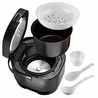 Autocuiseur Électrique Multifonctionnel en Acier Inoxydable 5L avec Affichage Numérique, Cuiseur à Riz Automatique et Cuiseur Vapeur, avec Tasse Mesureuse, pour Usage Domestique et Hôtelier