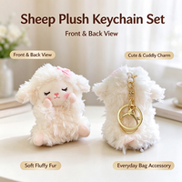 Porte-clés en peluche agneau blanc personnalisé - Pendentif mouton bouclé doux avec broderie pour cadeaux de fêtes pour filles