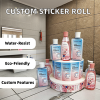Rouleau d'étiquettes autocollantes imperméables en PVC personnalisables Impression de logo privé personnalisé pour la promotion Imperméable à l'eau