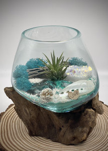 Hand geblasenes Angel Aura Crystal Air Plant <span class=keywords><strong>Terrarium</strong></span> für Strand dekor mit türkis farbenem <span class=keywords><strong>Sand</strong></span> hängen oder auf dem Boden anzeigen - Product Image 2