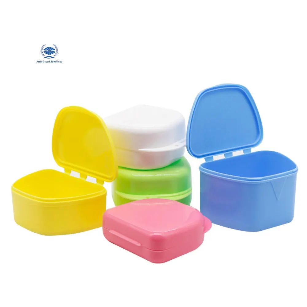 Color portable tooth storage box dental supplies plastic orthodontic retainer denture box