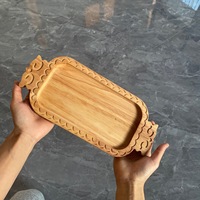 Assiette à pain rectangulaire en bois massif sculpté de fruits à motifs de style ethnique Boluksak pour agneau Kazakh Naan assiette jetable