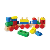 Train à empiler en bois, train à pousser avec blocs longs, train à empiler pour enfants d'âge préscolaire