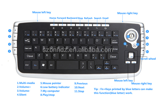 Calidad constante mini trackball teclado mouse integrado para smart tv