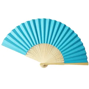 Made in China Plain paper decorative crank folding bamboo hand fan