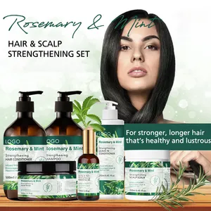 Label pribadi sampo penumbuh rambut organik bebas sulfat sampo Mint minyak Rosemary keriting dan kondisioner Set Perawatan Rambut