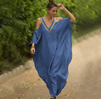 Nouvelle robe de plage à col en V et bordure dorée, style épaules dénudées, ample et grande taille, idéale pour les vacances, haut de bikini, vêtement de protection solaire