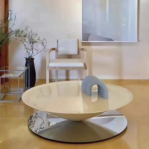 <span class=keywords><strong>Table</strong></span> <span class=keywords><strong>basse</strong></span> en forme de soucoupe volante suspendue en fibre de verre personnalisée, style français, <span class=keywords><strong>table</strong></span> ronde minimaliste pour salon - Product Image 2