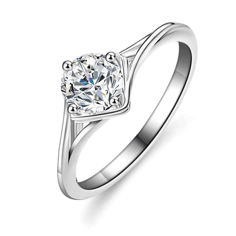 White Gold-0.5CT Moissanite+GRA Certificate