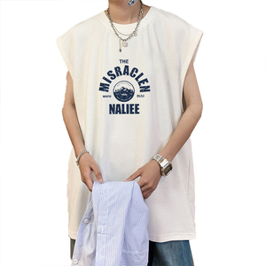 Customizable <b>Men's</b> Loose Sports <b>Tank</b> <b>Top</b> Summer Trendy Solid <b>White</b> Cotton Sleeveless Gym Base Layer Vest - Product Image 1
