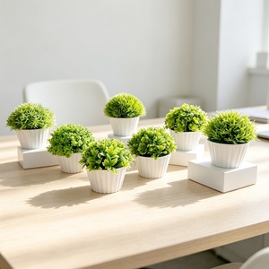 Plante artificielle en pot, bonsaï hémisphérique en plastique, ornement de bureau, 12,5 cm, décoration de salon - Product Image 1