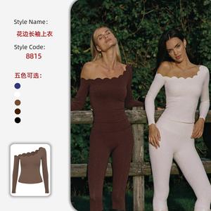 Haut de yoga à épaules dénudées, manches longues, couleur unie, spandex, haute élasticité, respirant, séchage rapide, pour la course à pied, l'entraînement et le fitness - Product Image 3