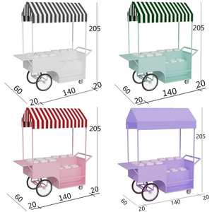 Chariot de vente ambulante en <span class=keywords><strong>fer</strong></span> forgé le plus vendu, chariot créatif d'extérieur, chariot promotionnel pour centre commercial, chariot de nourriture de rue pour plantes et fleurs - Product Image 4