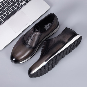 Men's Genuine Leather Oxfords Pointed Toe <b>Height</b> <b>Increasing</b> Office Career Dress <b>Shoes</b> Solid Color Rubber Outsole - Product Image 4