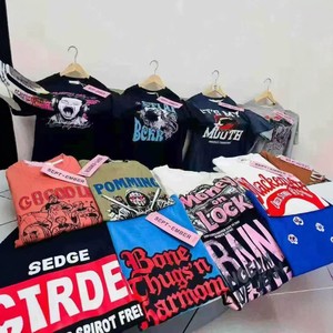 T-shirt in Cotone Pesante Stampato a Maniche Corte per Uomo e <span class=keywords><strong>Donna</strong></span>; Vestibilità Ampia Estiva, Girocollo, <span class=keywords><strong>Stile</strong></span> Hip Hop, Fantasia Cartoon - Product Image 1