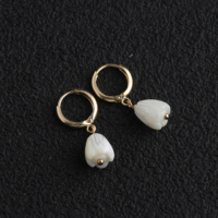 Boucles d'oreilles créoles tendance en or 14K avec pendentifs en forme de bourgeons de magnolia Yulan, bijoux permanents pour le quotidien