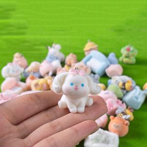 Charmes d'animaux en résine floqué<span class=keywords><strong>e</strong></span> miniatures mignons pour la fabrication de porte-clés, porte-clés en peluche, chien, lapin, pendentifs, figurines, miniatures, accessoires - Product Image 2