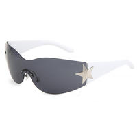 Lunettes de soleil Y2K enveloppantes pour hommes et femmes, lunettes de luxe avec diamants, protection UV400, sans monture, étoile à cinq branches, lunettes de soleil PC unisexes
