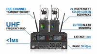 Système IEM sans fil stéréo UHF 2 canaux professionnel, moniteur intra-auriculaire sans fil pour chanteurs et musiciens sur scène