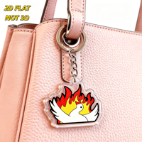 Porte-clés en acrylique Flaming Dove, découpé, oiseau de la paix aux ailes de feu, pour les gamers, les fans d'anime, les amateurs d'art symbolique, pendentif transparent et durable