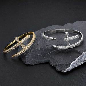 Wholesale Fine Jewelry Hip Hop Diamond Sword of Justice Bracelet <b>Bangle</b> Gold Filled Iced Out Zirconia Cross Bracelets <b>Bangles</b> - Product Image 2