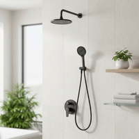 Ensemble de robinetterie de douche murale noir mat encastré avec mitigeur