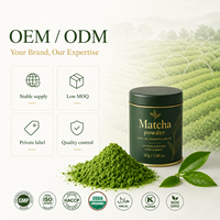 Poudre de Matcha en vrac, thé vert Matcha en boîte de 30g avec étiquettes privées, vente en gros de thé Matcha
