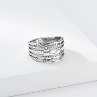 Edelstahl Mehrschichtige Breite Ringe für Frauen Geometrisch mit Zirkonia Besetzt Vergoldeter Gestapelter Statement-Fingerring