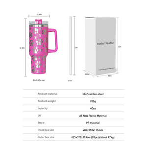 Insulated Water <b>Bottle</b> 40oz Stainless Steel Laser Cat Paw Design Travel Tumbler With Handle Customizable Logo - Product Image 4