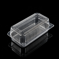 Conteneur jetable en PET transparent de qualité alimentaire, recyclable, type clamshell, pour gâteaux, sushis, myrtilles, muffins danois, pour rouleaux - Capacité 350g