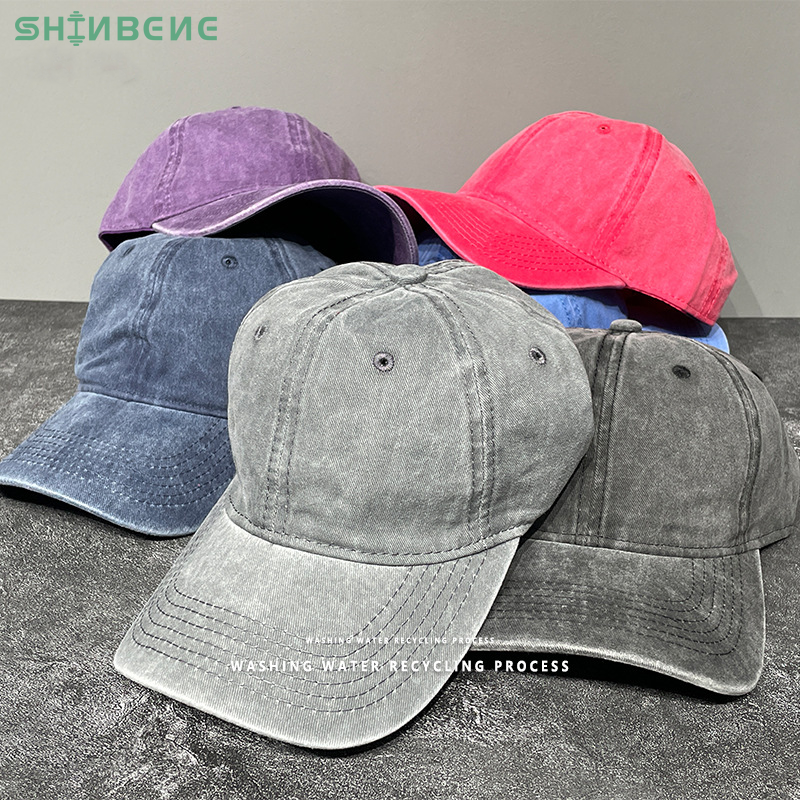 Shinbene изготовленным на заказ логосом, унисекс, Ретро стиль, кислой очисткой Регулируемый папа шляпа пустой хлопок сплошной цвет бейсболки
