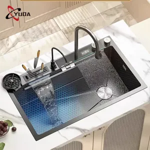 Thời trang hiện đại SUS304 Glass Rinser bồn rửa nhà bếp handmade thông minh thác nước đa chức năng Bồn Rửa Nhà Bếp