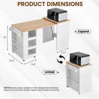 Service OEM ODM – Table de travail et de repas pliable et roulante en MDF, contemporaine et peu encombrante, avec rangement, idéale pour îlot de cuisine