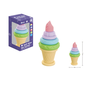 Jouet d'empilage éducatif pour bébé, <span class=keywords><strong>tour</strong></span> de crème glacée à empiler, anneaux arc-en-ciel souples à empiler pour bébé - Product Image 1