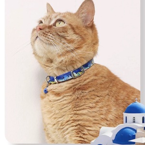 Collier pour chat mignon avec clochette, boucle de ceinture vintage, collier réglable en polyester pour chaton, motifs multi-imprimés, accessoires de mode pour animaux de compagnie - Product Image 6