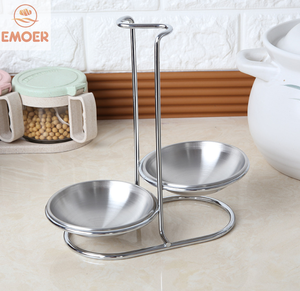Cuencos de acero inoxidable plateados redondos dobles EMOER, soporte de descanso de cuchara lateral opuesto y Clip para olla - Product Image 2