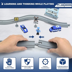 Ensemble <span class=keywords><strong>de</strong></span> train électrique 66 pièces, circuit <span class=keywords><strong>de</strong></span> train à assembler soi-même, voies <span class=keywords><strong>de</strong></span> train, train électrique, voitures <span class=keywords><strong>de</strong></span> <span class=keywords><strong>police</strong></span>, jouet pour enfants - Product Image 5