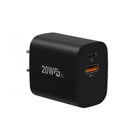 Charger Dinding Pengisi Daya Cepat Tipe C QC3.0 PD 20W USB A+C Colokan US Logo Kustom untuk IPhone17 Android Power Bank Pengisian Cepat