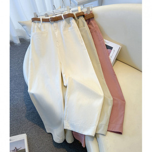 Summer New Vintage Casual Straight Leg <strong>Jeans</strong> for <strong>Women</strong> Hot-Selling Slim Fit <strong>Cropped</strong> Denim Pants Small Size Wide-Leg Styles - Product Image 3
