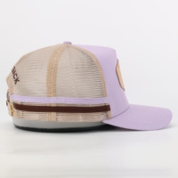 Parche de cuero personalizado Logo Gorras al por mayor de alta calidad de algodón clásico Oem 5 Panel deportes gorra de camionero bordado malla sombrero