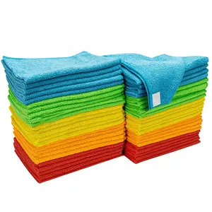Groothandel 40X40Cm Blauwgroene Reinigingsdoek Polijsten Auto Microfiber Doek Auto Keuken Handdoeken Warp Breien Microfiber Handdoek
