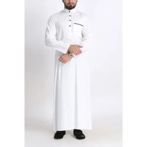 Ropa de algodón de manga larga para Hombre Ropa árabe al por mayor con bordado tradicional musulmán Eid traje de boda - Product Image 4
